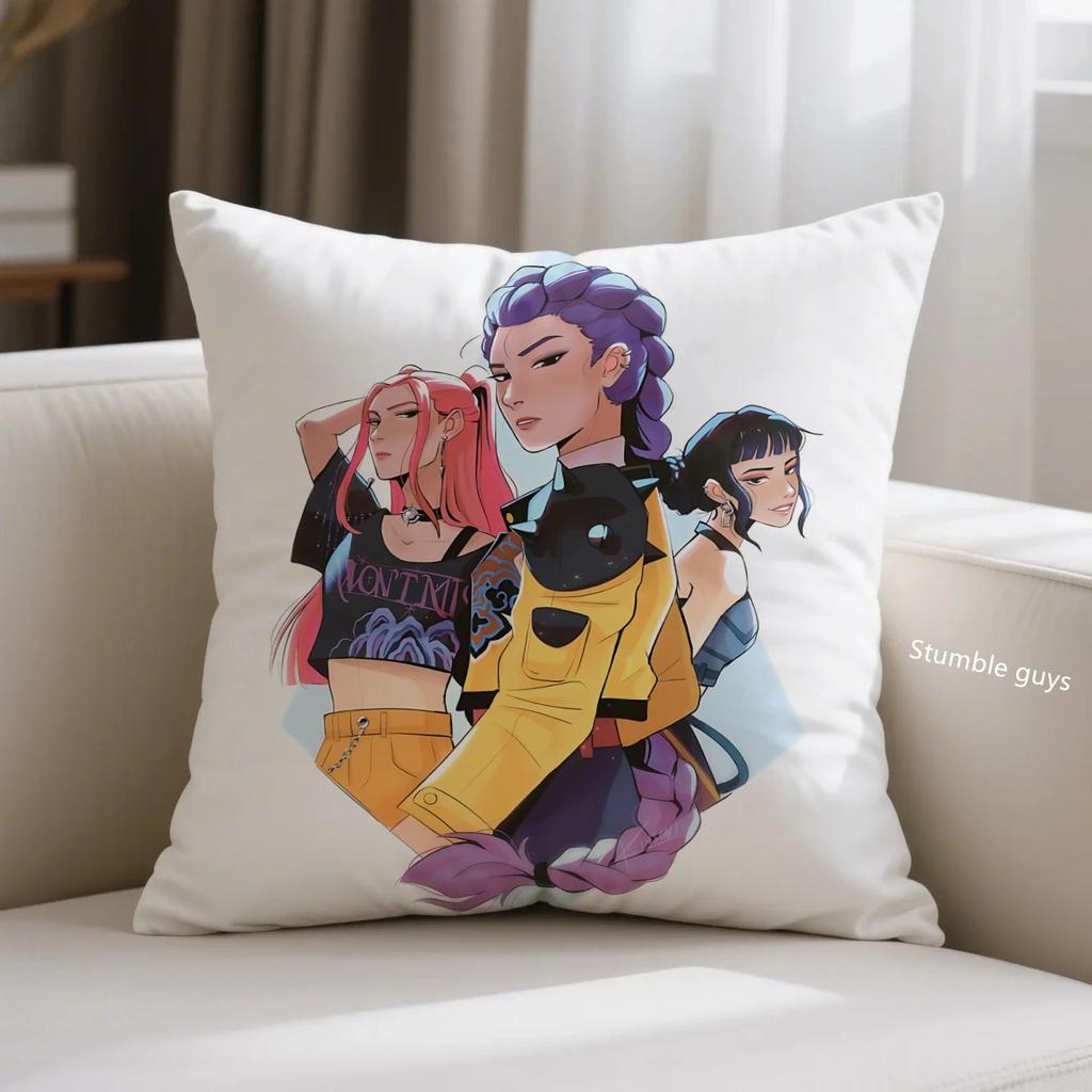 Anime Sofa Cushion Cover Kpop Demon Hunters Pillowcase Home Use