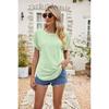 2026 Summer New Hollow-Out Round Neck Short Sleeve Women's Casual Solid Color T-Shirt