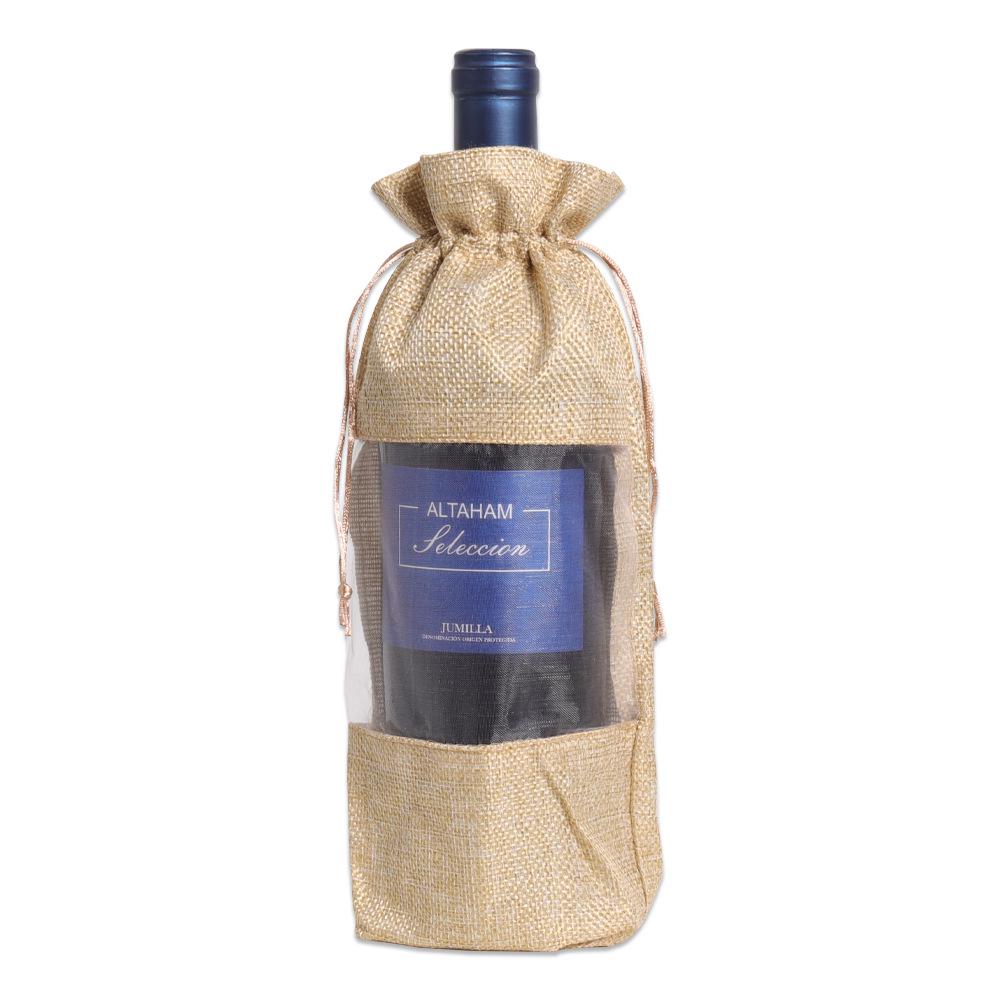 Multicolor Burlap Wine Gift Set with Drawstring Bag