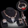 Women's Wedding Bracelet Necklace Jewelry Set Clear Crystal Statement Ring Earrings KTJ