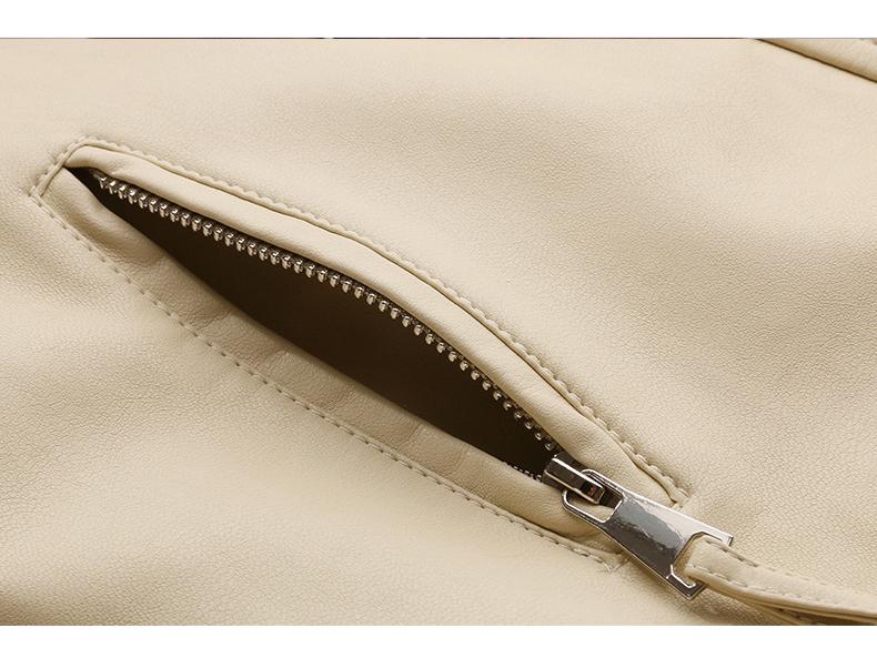 2025 Spring Women's Stand Collar PU Leather Short Jacket - Petite Casual Style Z88096