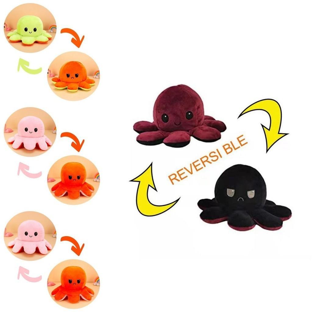 Entzückendes zweiseitiges Wende-Oktopus-Stofftier für Kinder mit weicher Textur