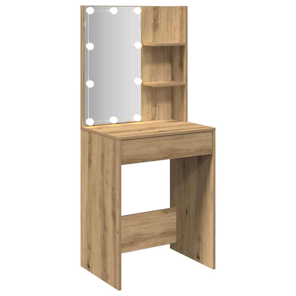 Makeup Table with LED Lights Artisan Oak 60 x 40 x 140 cm