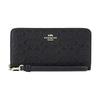New COACH Zip Around Smooth Calfskin With Leather Card Holder, Wallet Women's Black CF464-IMBLK