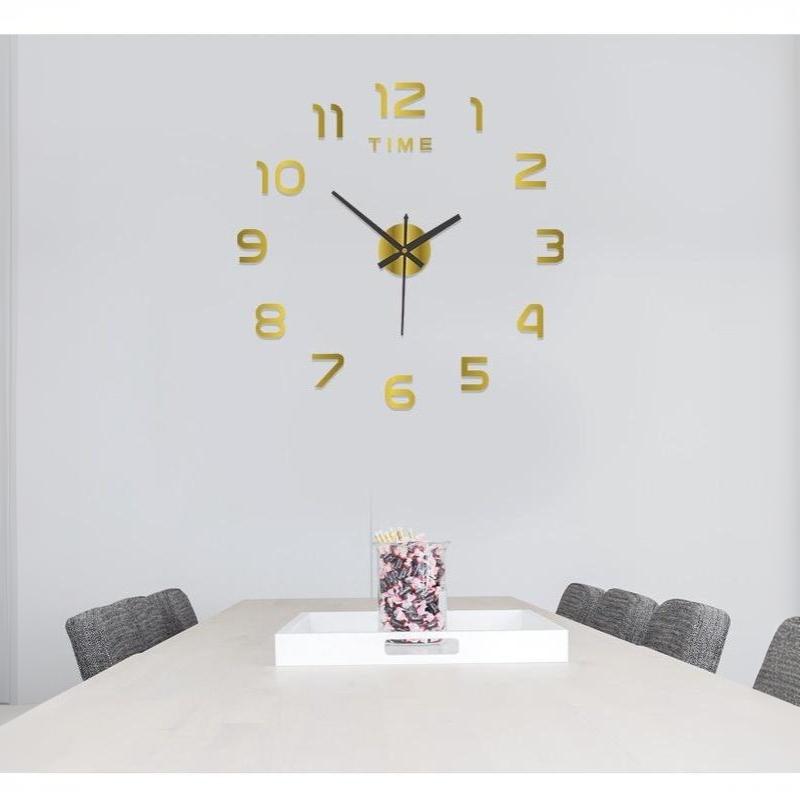 Large Wall Clock 50CM 3D DIY Quartz Acrylic Mirror Stickers Creative Art Decor for Cafe Restaurant Hotel Lobby