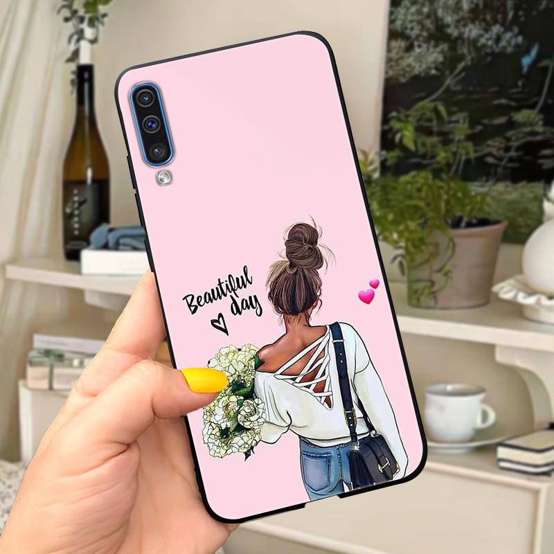Phone Case For Samsung Galaxy A30s A50 Case Cute Silicone Black Back Covers on For Coque Samsung A50 s A50s A 30s Cover Bumper