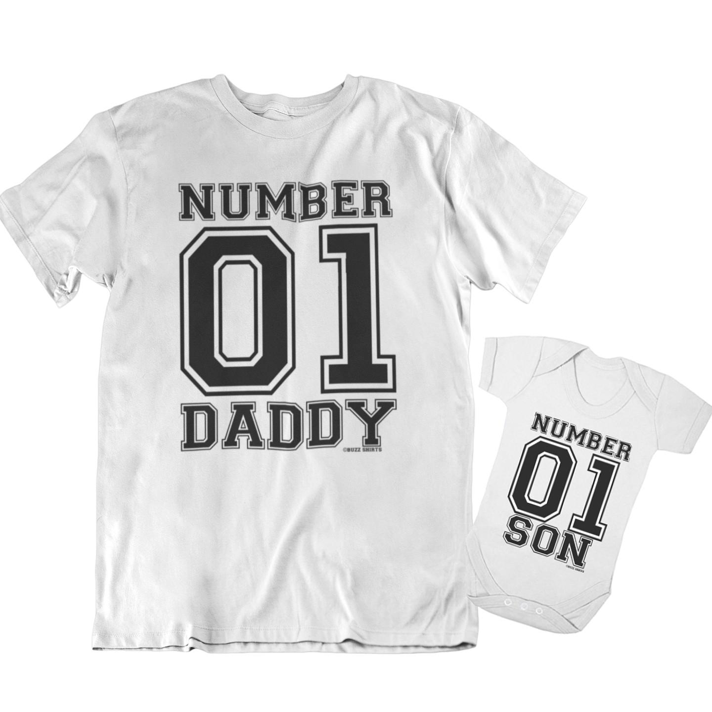 Number 01 Daddy and Son Dukes Style Mens  Cotton T-Shirt Mens Womens Tees Top Dad Baby Boy Eco 4XL