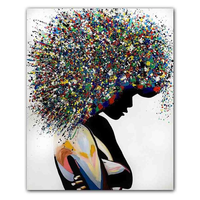 New Nordic Graffiti Art Figure Canvas Painting Unique Hairstyle Fashion Model Poster Office Living Room Home Decoration Mural No Frame