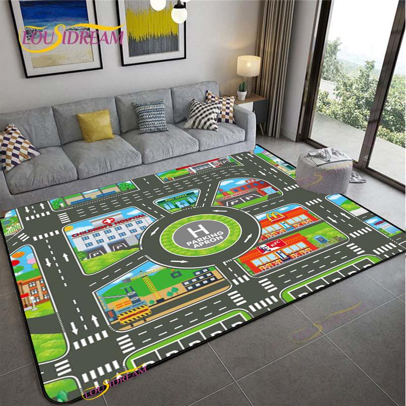 Alfombra Road Traffic Rout Map Carpet Living Room Sofa Coffee Table Bedroom Rugs Kitchen Kid Play Anti-slip Floor Mat Home Decor