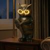 Reading Animal Figurine Retro Owl Rabbit Raccoon Reading Book Statue with Glow in The Dark Glasses for Bookshelf Desktop Home Decor