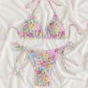 Floral Triangle Cup Three-Piece Swimsuit - Sexy Tie-Up Bikini Set In Stock