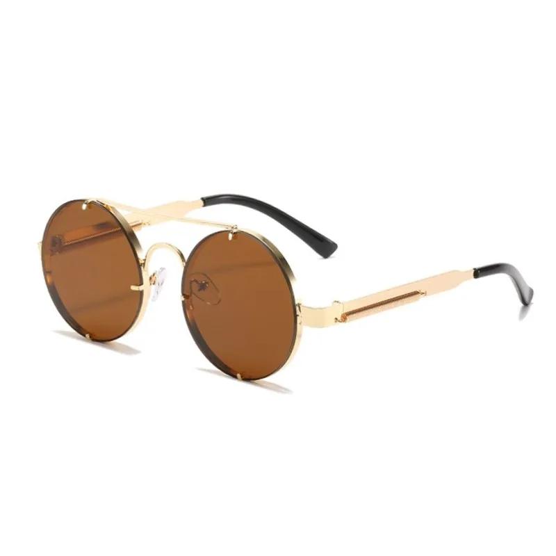 Metal Round Steampunk Rimless Sunglasses Women Fashion Brand Designer Vintage Elastic Sun Glasses For Men Lentes