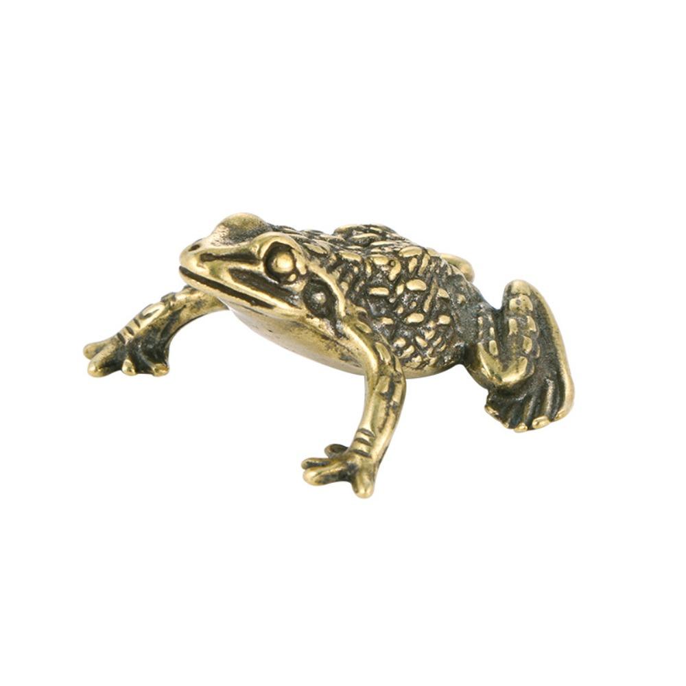 Solid Brass Brass Toad Figurine Retro Style Tea Pet Ornament Frog Miniature Sculpture  Collection Bronze Style 1