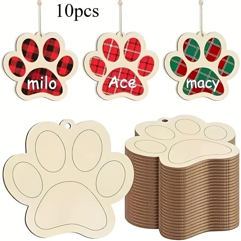 

24/10 шт. Деревянные украшения с отпечатком лапы, нарисованные вручную, Универсальный праздничный декор, DIY, Раскрашиваемые, Украшение для рождественской елки, Праздничная вечеринка
