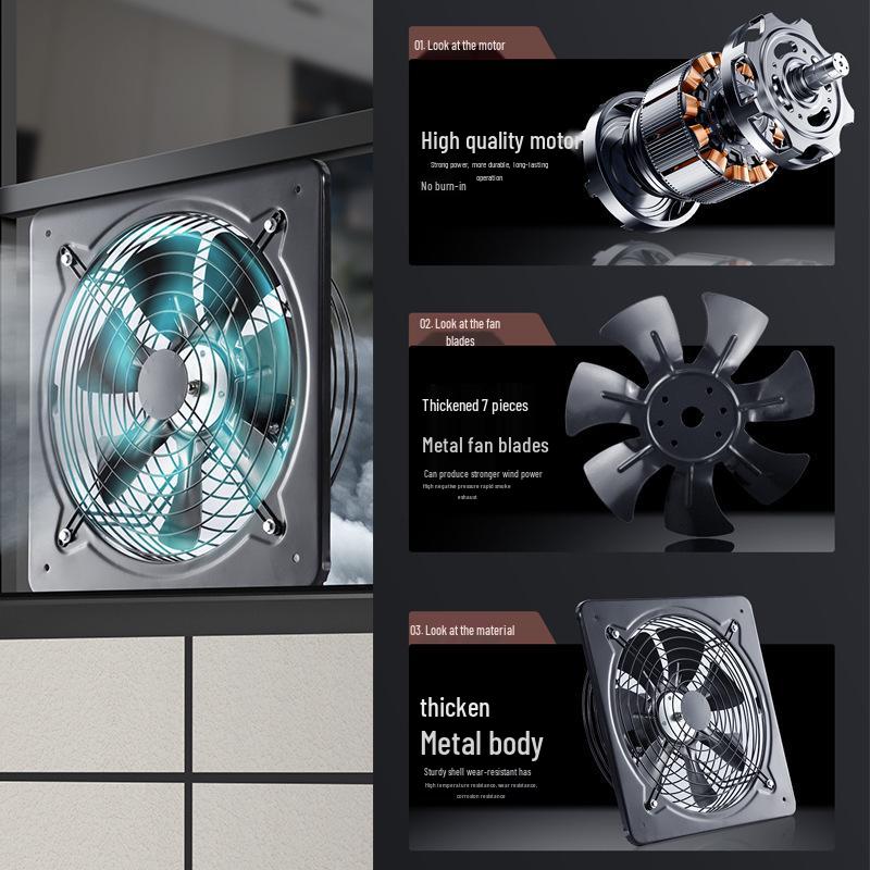 

High-Suction Kitchen and Industrial Ventilation Fan with Range Hood Function. 10-inch Single Grid Thickened