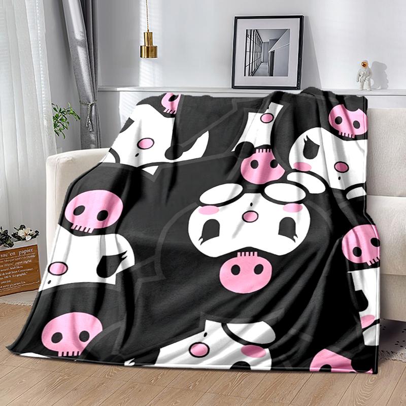 1pc Blanket Sanrio Kuromi1 Print Design, Lightweight Blanket for Sofa, Bed- Soft &Warm, Gift for All Seasons like Christmas, Halloween