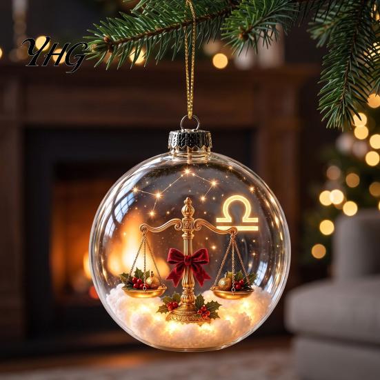 Holiday Decor for Christmas Trees Zodiac Ornament, Twelve Sign Hanging Decoration, 2D Acrylic Thoughtful Gifts Horoscope Pendant Xmas Tree,