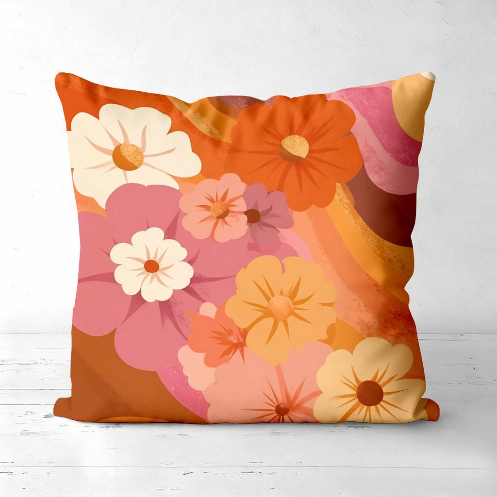 Boho Retro Floral Throw Pillow Covers Set of 4 Pattern Cushion Cover Suitable for Sofa Bedroom Car Pillow Cover