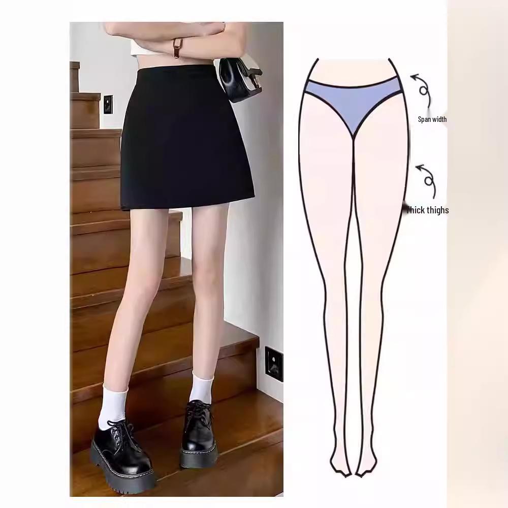 Summer 2024 Women's High Waist A-Line Black Skirt: Slim Fit, Short, Stylish