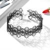 Black Hollow Flower Choker with Water Drop Charm - Short Style for Covering Scars and Neck Lines