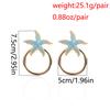 Women Simple Retro Geometric Starfish Ring Shape Earrings