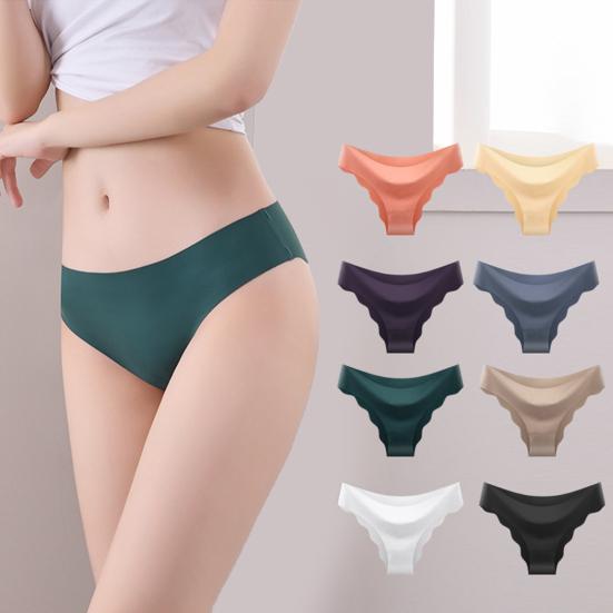 8 Pcs Seamless Underwear for Women No Show Ice Silk Hipster Panties Wave Edge Invisible Triangle Briefs