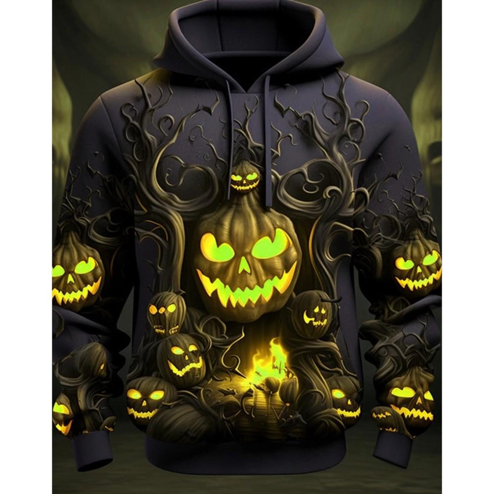 Full Print Pumpkin Graphic Halloween Hoodies For Men Women Fashion Oversized Pullovers Sweatshirts Clothes Tracksuit Sudaderas