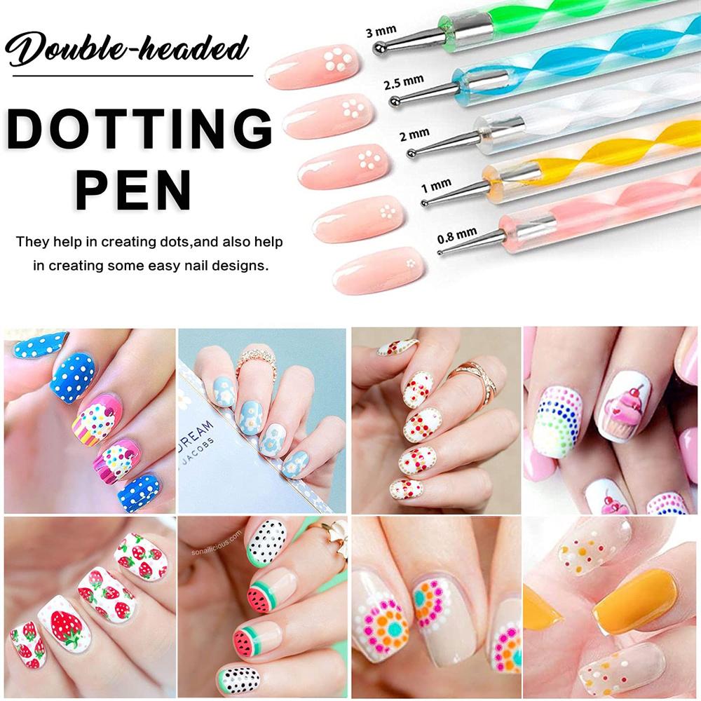 LINMANDA Nail Dotting Tools Nail Art Brushes Set Gel Polish Acrylic Nail Brus Nail Design Tools Nail Brushes for Nail Art