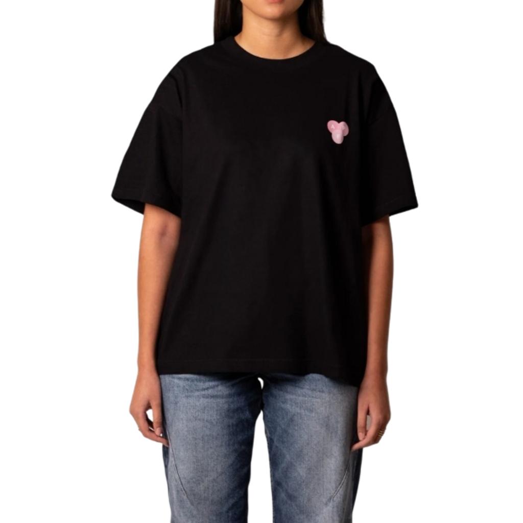 T-shirt Attention Peinture Fraîche Black Pink