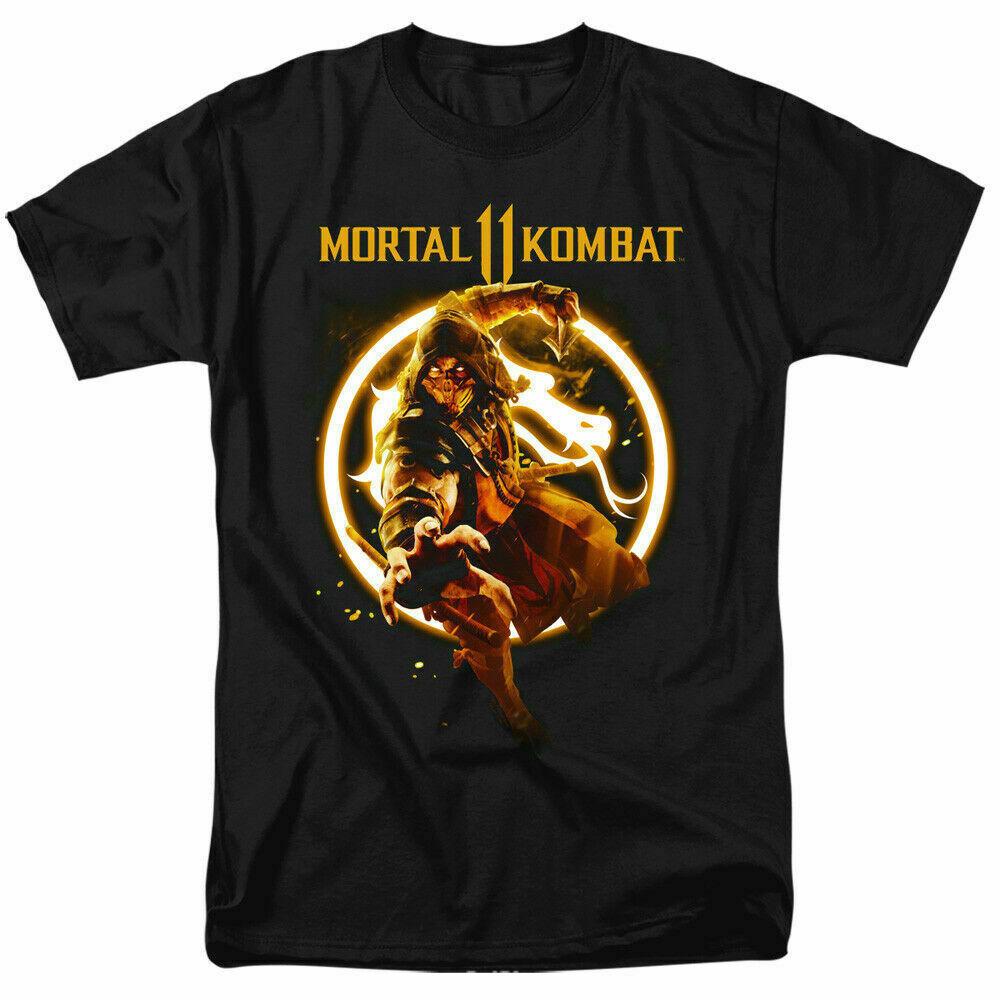 26 Mortal Kombat Scorpion Flames T Shirt Licensed Comic Book Video Game Tee Black Unisex T-Shirt XXL