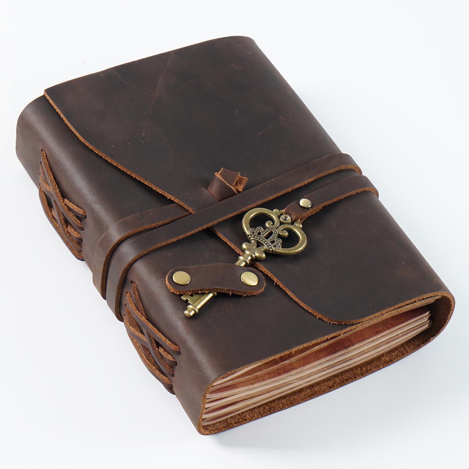 Top Grain Cowhide Traveler s Journal: Handmade Loose-Leaf Retro Diary with Magic Key