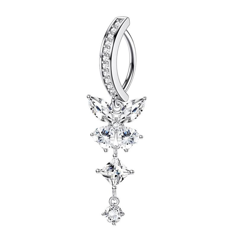 Fashion Exquisite Butterfly Belly Button Sexy Body Piercing Jewelry For Women Zircon Navel Barbell Fashion Belly Rings Gifts