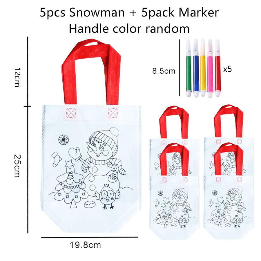 5pcs Graffiti Bag with Marker Children Drawing Toys Puzzle Parent-child Interaction Color Cognition Preschool Activity Props TMZ