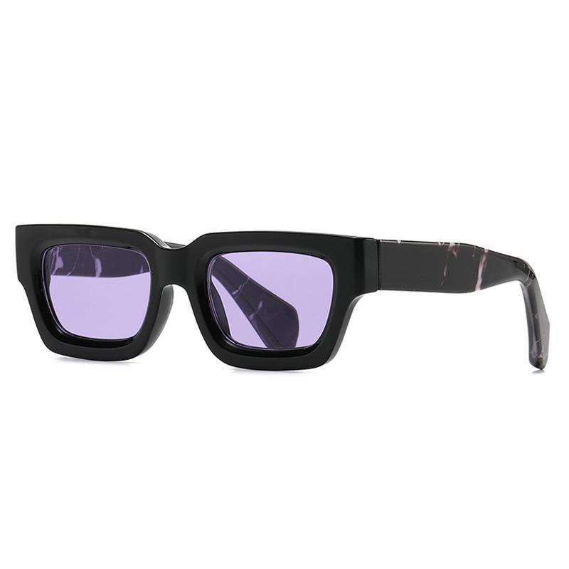 

SO&EI Vintage Square Women Trending Sunglasses Shades UV400 Men Punk Orange Purple Sun Glasses As the picture