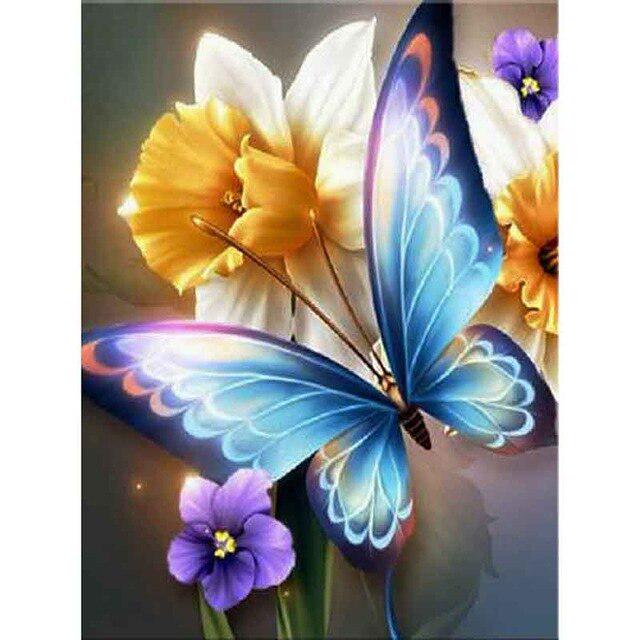 DIY 5D Diamond Painting Butterfly Full Round Drill Diamond Embroidery Flowers Cross Stitch
