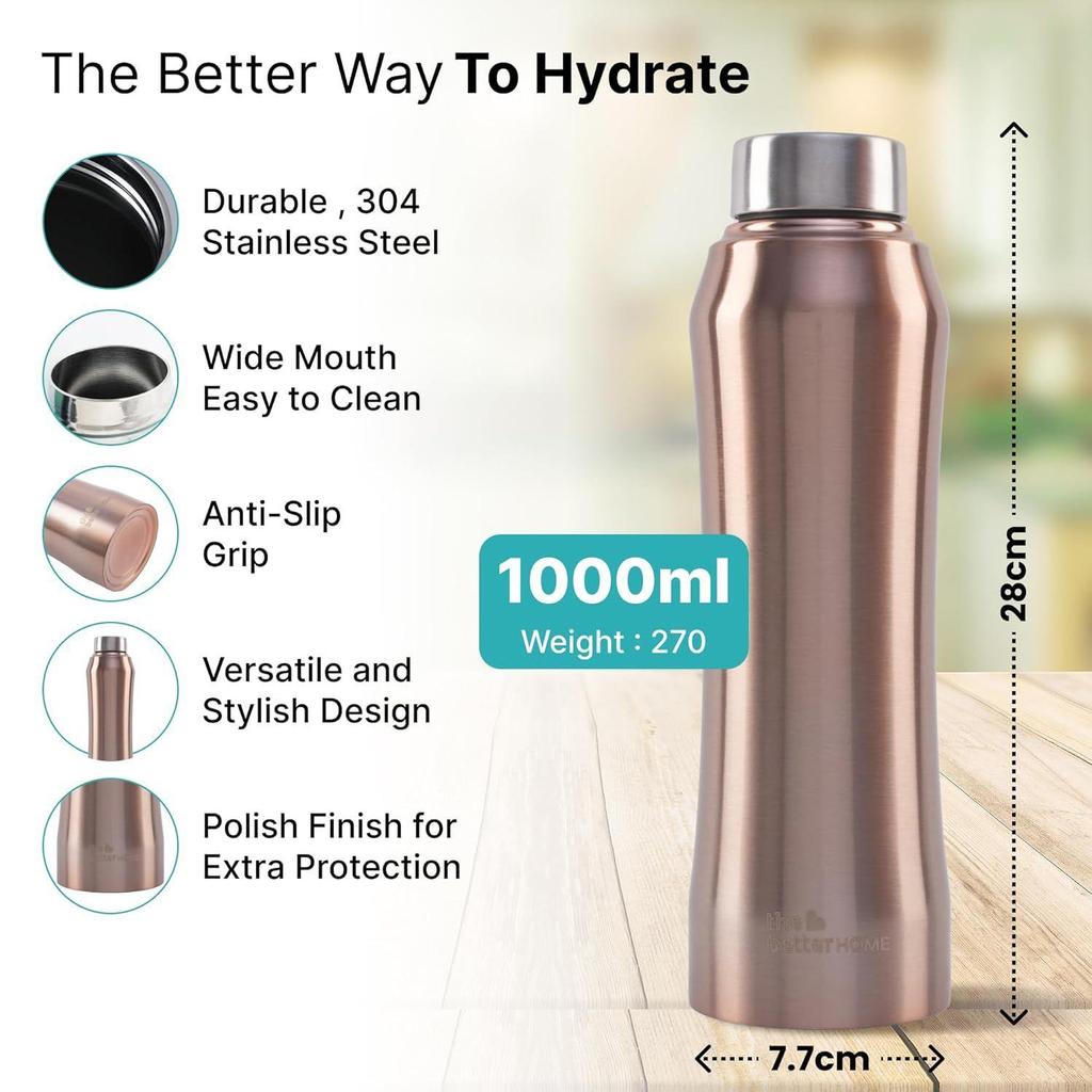 Home Stainless Steel Water Bottle 1L -1 (Gold)