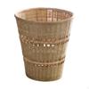 Bamboo Woven Waste Basket, Retro Handwoven Trash Can, Living Room, Decorative Storage Green