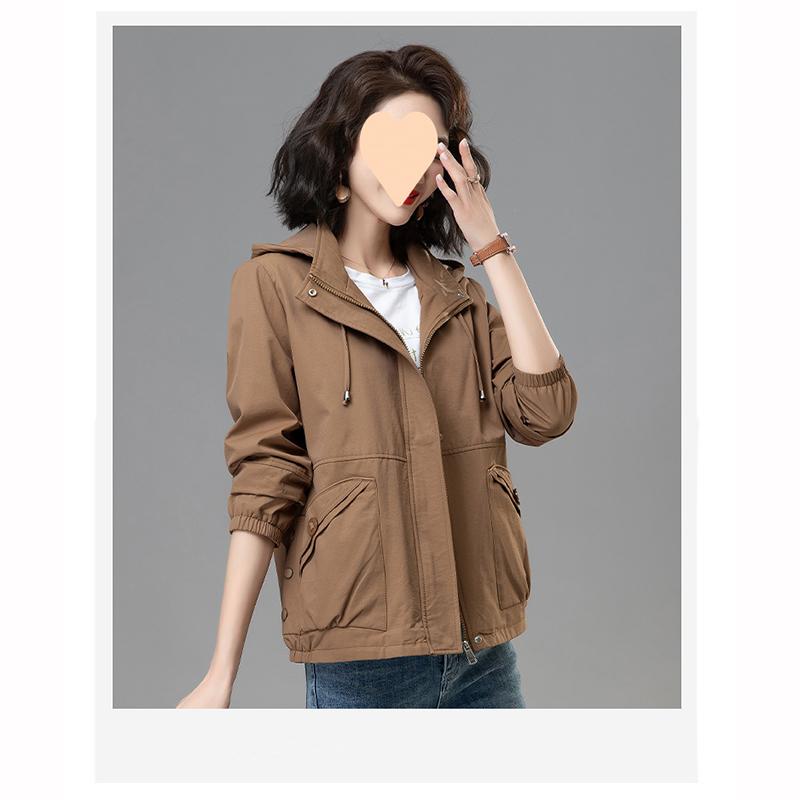 Spring Autumn Casual Women's Short Jacket Middle Aged Mothers Hooded Baseball