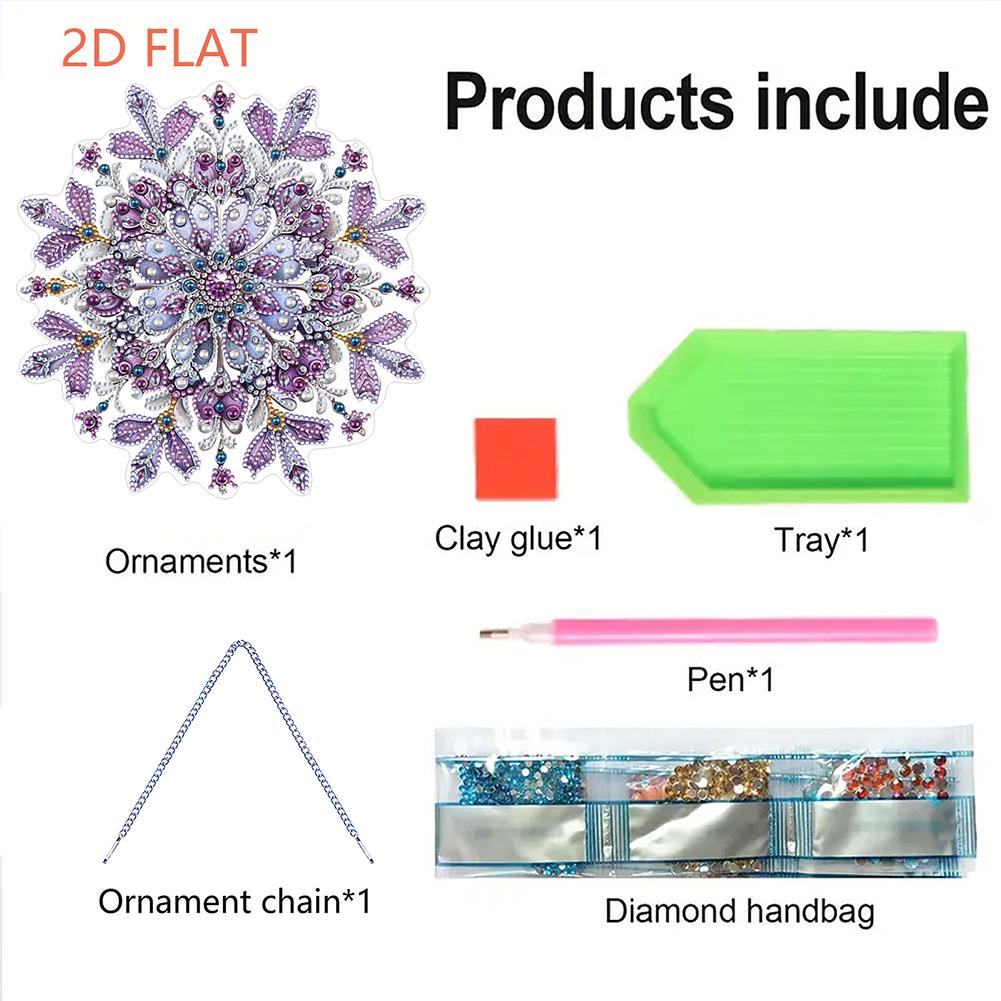 Winter Snowflake 2D Flat DIY Hanging Diamond Art Kits Rhinestone Diamond Art Window Pendants Wall Decor for Home & Windows
