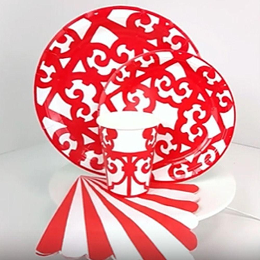 Window Grille Pattern Chinese Style Disposable Tableware Party Supplies  Picnic