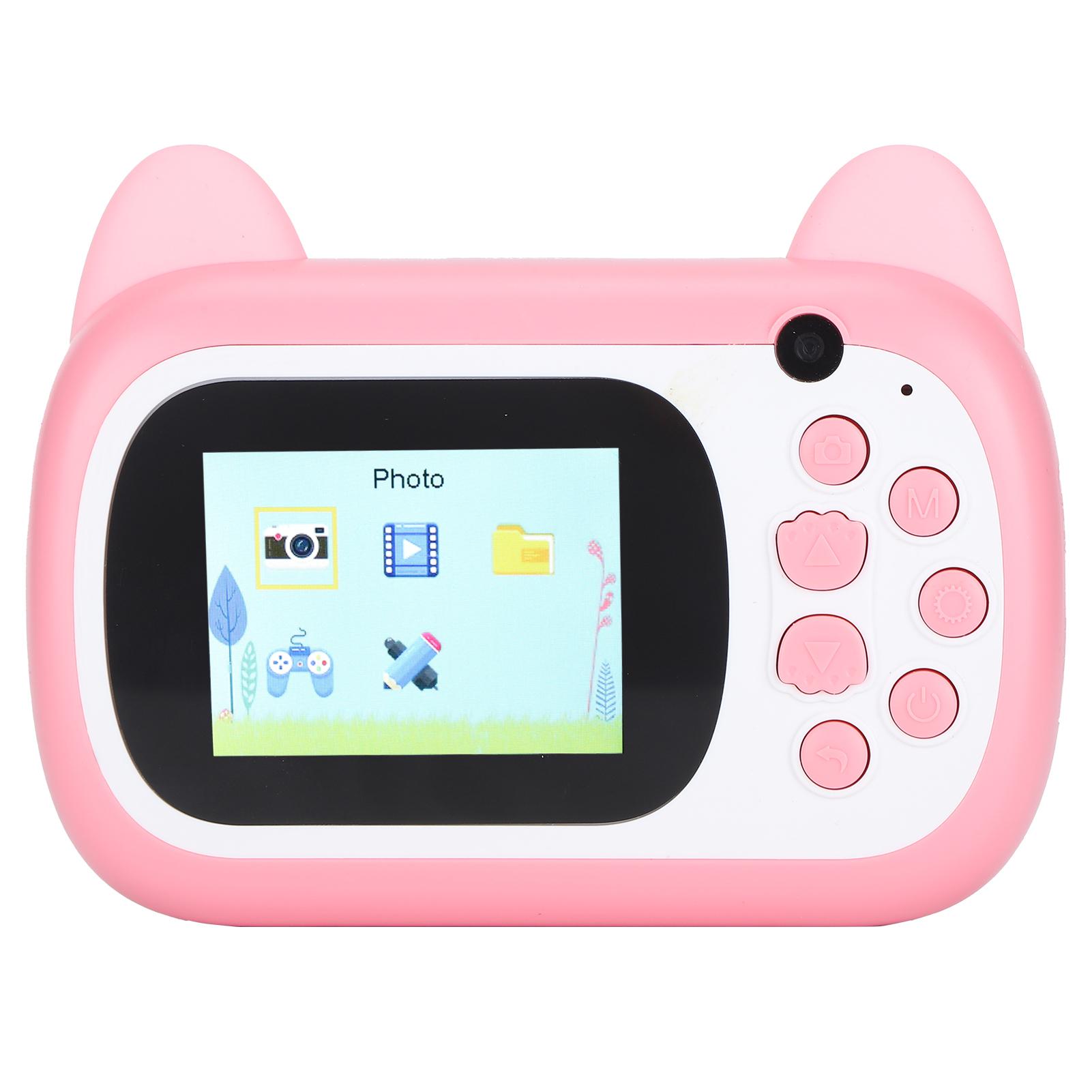 

Instant Camera with Print Paper 24MP Resolution 200dpi 32GB Children s Cam Pink Cat
