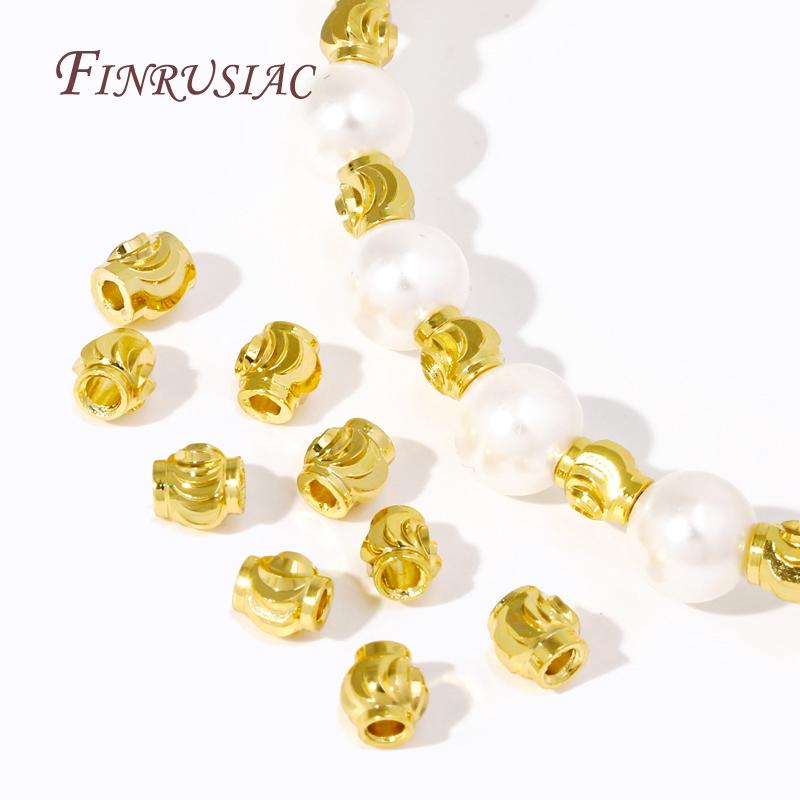 Lantern Shape Spacer Beads 18K Real Gold Plated Beads Separator Accessories For Bracelets DIY Jewelry Making Supplies