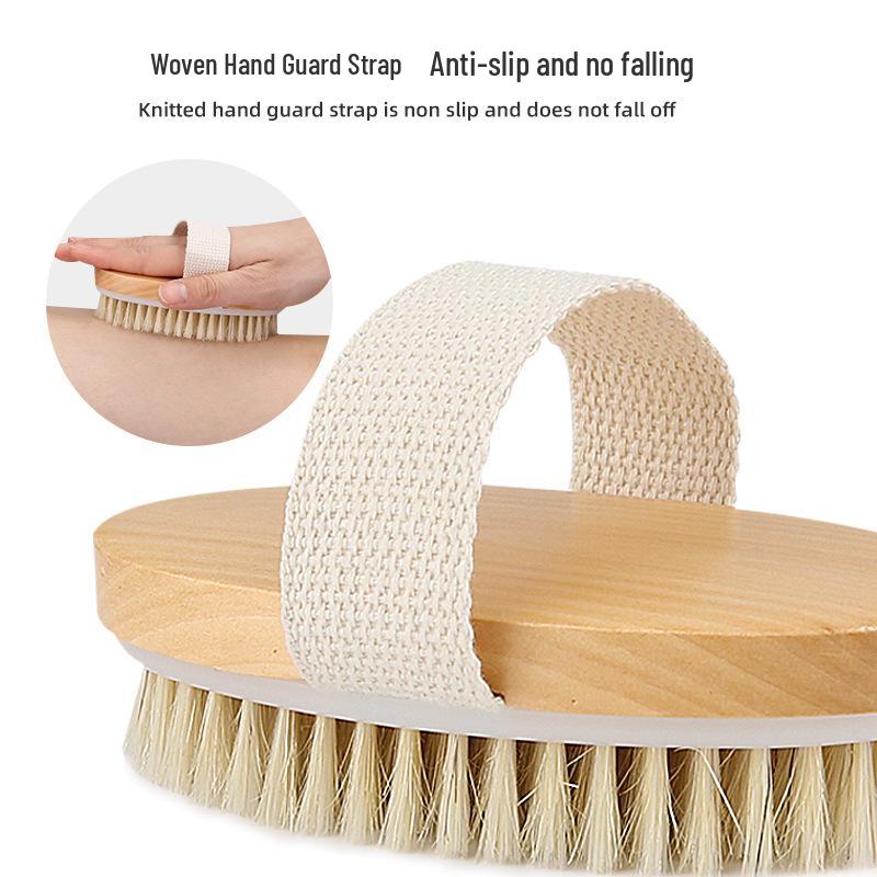Lotus Wood Bath Brush with Medium Bristle Softness – Ideal for Exfoliating, Scrubbing, and Massaging Body.