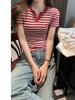 Spicy Girl Striped Color Block Short Sleeve T-shirt, Summer 2026 Women's Slimming Versatile Top