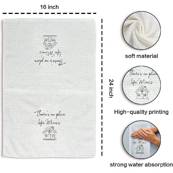 Mimi Gifts Kitchen Towels, Mimi Grandma Gifts for Mother’s Day Hand Towels, No Place Like Mimi’s Dish Towel Dishcloths Tea Towel for Kitchen,