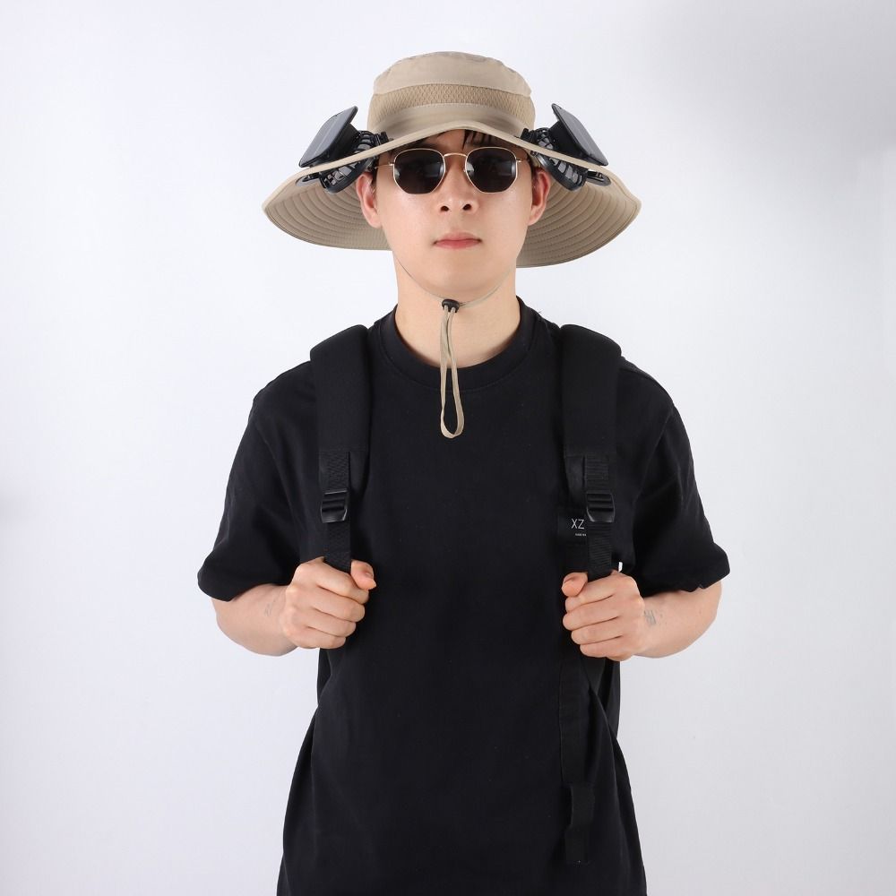 Breathable Outdoor Wide Brim Sun Hat UPF 50+ Wide Brim Solar Fan Hat  for Men Women