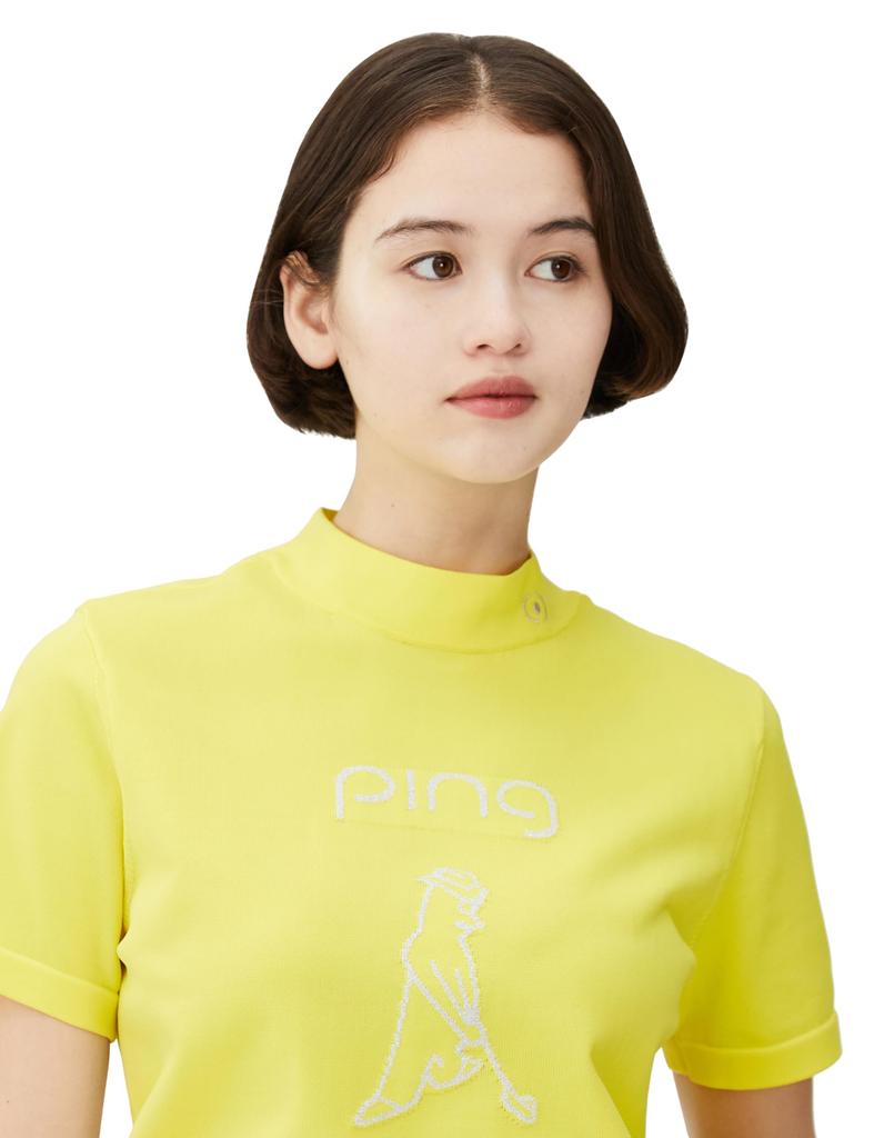 PING Apparel Short Sleeve High Neck Shirt Golf L Women's (Mr. PING, Moisture-Wicking, Quick-Drying, Stretch) / / 622-4172204 060_Yellow