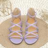 2025 Summer Girls' Trendy Roman-Style High-Heel Sandals with Back Zipper
