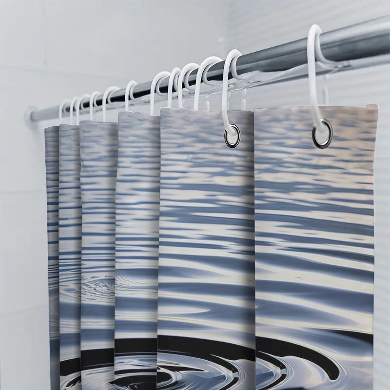 Modern Blue Waterfall Print Shower Curtain Waterproof Washable Home Decor Bathroom Wall Hanging 72X84 Inches (183X213Cm)