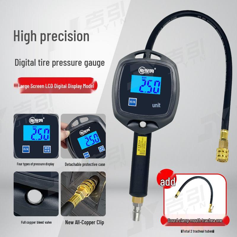 Digital Tire Pressure Gauge with Large Display and Inflator